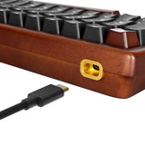 Sharkoon SKILLER SGK50 S2 Wood PBT, clavier gaming Bois/Noir, Layout BE, Gateron G Pro 3.0 Yellow, BE Layout, Gateron G Pro 3.0 Yellow, RGB LED, Hot-swappable, 96%