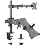 goobay Support 13 à 32" avec bras flexible pour PC portable, 10 à 15,6", Support de moniteur Noir