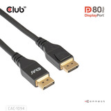 Club 3D DisplayPort™ 2.1 VESA DP80 Certified Cable 8K240Hz 2m, Câble Noir