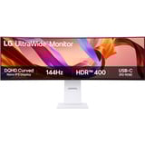 LG 49 pouces UltraWide Dual QHD 49" Moniteur incurvé  Blanc, 144 Hz, HDMI, DisplayPort, USB-C, Audio