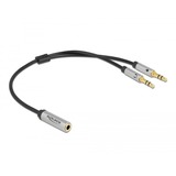DeLOCK 1x 3,5 mm 4-Pin > 2x 3,5 mm 3-Pin, Adaptateur Noir/Argent, 0,25 mètres