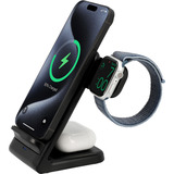 Just in Case 3-in-1 Wireless Charger Stand 15 W, Chargeur Noir
