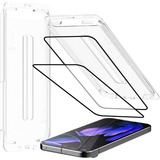 Just in Case iPhone 16 - Tempered Glass, Film de protection Transparent/Noir, 2 pièces + applicateur