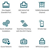 TP-Link EAP650-Wall AX3000 Plaque murale WiFi 6, Point d'accès Blanc, 2,4 GHz, 5 GHz, 3000 Mbit/s, SNMP, SSH, WPA-Enterprise, WPA2-Enterprise, 10,100,1000 Mbit/s