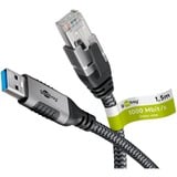 goobay Câble Ethernet USB-A 3.0 vers RJ45, Carte réseau Noir/Argent
