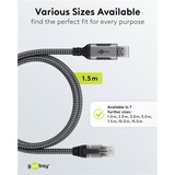goobay USB-A 3.0 > RJ-45, Carte réseau Noir/Argent, 1.5 mètre