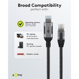 goobay USB-A 3.0 > RJ-45, Carte réseau Noir/Argent, 1.5 mètre
