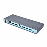 i-tec USB 3.0 / USB-C / Thunderbolt 3 Dual Display Docking Station, Station d'accueil Gris, Avec fil, USB 3.2 Gen 1 (3.1 Gen 1) Type-C, 3,5 mm, USB Type-A, USB Type-C, 10,100,1000 Mbit/s, Noir, Turquoise