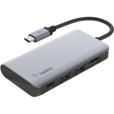 Belkin CONNECT Adaptateur USB-C à 4 ports, Station d'accueil Gris/Noir