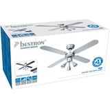 Bestron Ventilateur de plafond avec éclairage DLHB42S  Argent/bleu foncé, Ø 102 cm | avec fonction été/hiver | 3x lampes LED GU10