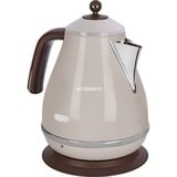 DeLonghi Bouilloire Icona vintage Crème/chrome, 1,7 L, 2000 W, Beige, Acier inoxydable, Indicateur de niveau d'eau, Arrêt de sécurité en cas de surchauffe