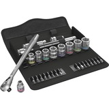 Wera 8100 SB 8 Zyklop Jeu de cliquets métalliques, 29 pièces, Set d'outils Noir/Argent, Double embrayage, 3/8" drive, métrique