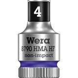 Wera 8790 HMA HF Zyklop Capuchon à main et à machine 4mm, avec entraînement 1/4", avec fonction de maintien, Clés mixtes à cliquet Chrome, 4mmx23mm