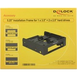 DeLOCK 18000 Compartiment pour ordinateur Universel Cage disque dur, Cadre de montage Noir, Universel, Cage disque dur, Plastique, Noir, 2.5,3.5", 1 pièce(s)