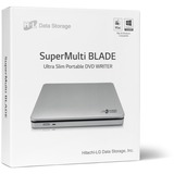 Hitachi-LG Data Storage Graveur de DVD portable mince, Graveur DVD externe Argent, Argent, Fente, PC de bureau/PC portable, DVD±RW, USB 2.0, 60000 h