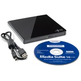 Hitachi-LG Data Storage Graveur de DVD portable mince, Graveur DVD externe Noir, Noir, Plateau, PC de bureau/PC portable, DVD±RW, USB 2.0, 60000 h, Vente au détail