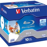 Verbatim BD-R 25GB étui bijou, Disques Blu-ray 6x, 10 pièces, Imprimable, Détail Lite