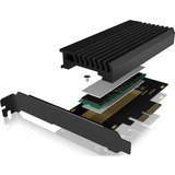 ICY BOX IB-PCI214M2-HSL, Adaptateur Noir, Avec dissipateur thermique et bande LED