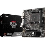 MSI A520M-A PRO, Socket AM4 carte mère Noir/gris, RAID, Gb-LAN, Sound, µATX