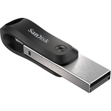 SanDisk iXpand Go 128 Go, Clé USB Noir/Argent, USB-A 3.2 Gen 1, Apple Lightning Connector