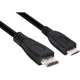 Club 3D 3D Mini HDMI > HDMI 2.0, Câble Noir, 1 mètre, 4K 60Hz