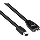 Club 3D Mini DisplayPort > DisplayPort 1.4 (femelle), Câble d'extension Noir, 0,1 mètre