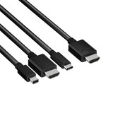 Club 3D Multiport > HDMI, Adaptateur 2 mètres, 4K 60 Hz, USB-C + HDMI + Mini-DisplayPort vers HDMI