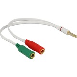 DeLOCK Adaptateur pour casque d'écoute 1 x 3,5 mm 4 broches Jack stéréo mâle > 2 x 3,5 mm 3 broches stéréo, Câble en Y Blanc