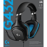 Logitech G432 7.1 Surround Sound Wired casque gaming over-ear Noir/Bleu, PC, PlayStation 4, PlayStation 5, Xbox One, Xbox Series X|S, Nintendo Switch