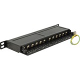 DeLOCK 43312 baie de branchements 0.5U, Panneau de brassage Noir, RJ-45, Cat6a, Noir, Métal, Montage de rack, 0.5U