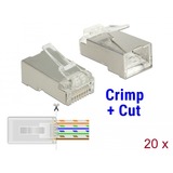 DeLOCK RJ45 Crimp+Cut Plug Cat.6 STP, Prise de courant Transparent, 20 pièces