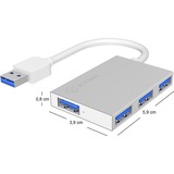 ICY BOX IB-Hub1402, Hub USB Argent, 4 ports USB 3.0