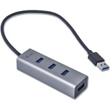 i-tec 4 ports USB 3.0 métallique, Hub USB Noir, USB 3.2 Gen 1 (3.1 Gen 1) Type-A, USB 3.2 Gen 1 (3.1 Gen 1) Type-A, 5000 Mbit/s, Gris, USB, 96 mm