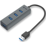 i-tec 4 ports USB 3.0 métallique, Hub USB Noir, USB 3.2 Gen 1 (3.1 Gen 1) Type-A, USB 3.2 Gen 1 (3.1 Gen 1) Type-A, 5000 Mbit/s, Gris, USB, 96 mm