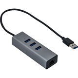 i-tec USB 3.0 Metal HUB 3 Port + Gigabit Ethernet Adapter, Hub USB Anthracite