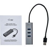 i-tec USB 3.0 Metal HUB 3 Port + Gigabit Ethernet Adapter, Hub USB Anthracite