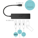 i-tec USB-C Slim Passive HUB 4 Port, Hub USB Noir