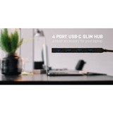 i-tec USB-C Slim Passive HUB 4 Port, Hub USB Noir