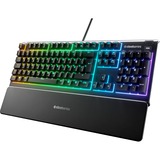 SteelSeries Apex 3, clavier gaming Noir, Layout États-Unis, SteelSeries Whisper-Quiet, LED RGB