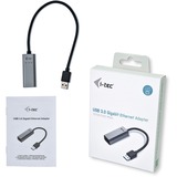 i-tec Adaptateur Gigabit Ethernet USB 3.0 métallique Avec fil, USB, Ethernet, 1000 Mbit/s, Noir, Gris