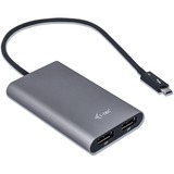 i-tec Thunderbolt 3 > Double DisplayPort, Adaptateur Noir, 0,27 mètre
