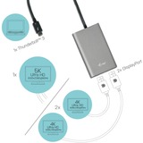 i-tec Thunderbolt 3 > Double DisplayPort, Adaptateur Noir, 0,27 mètre