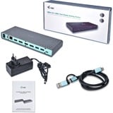 i-tec USB 3.0 / USB-C / Thunderbolt 3 Dual Display Docking Station, Station d'accueil Gris, Avec fil, USB 3.2 Gen 1 (3.1 Gen 1) Type-C, 3,5 mm, USB Type-A, USB Type-C, 10,100,1000 Mbit/s, Noir, Turquoise