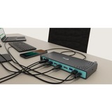 i-tec USB 3.0 / USB-C / Thunderbolt 3 Dual Display Docking Station + Power Delivery 65W, Station d'accueil Noir, Avec fil, USB 3.2 Gen 1 (3.1 Gen 1) Type-C, 65 W, 3,5 mm, 10,100,1000 Mbit/s, Noir, Turquoise