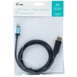 i-tec USB-C > DisplayPort, Câble Noir, 1,5 mètre, 4K 60 Hz