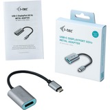 i-tec USB-C > Metal DisplayPort, Adaptateur Noir/Argent, 0,15 mètres, 4K 60Hz