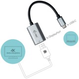 i-tec USB-C > Metal DisplayPort, Adaptateur Noir/Argent, 0,15 mètres, 4K 60Hz