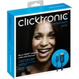 Clicktronic Micro HDMI > HDMI A, Adaptateur Bleu foncé, 5 mètres