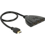 DeLOCK 3 x HDMI in > 1 x HDMI out, Switch HDMI Noir, 50 centimètres, 4K