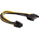 DeLOCK 82924 câble d'alimentation interne 0,21 m, Adaptateur 0,21 m, SATA, PCI-E, Mâle, Mâle, Noir, Jaune